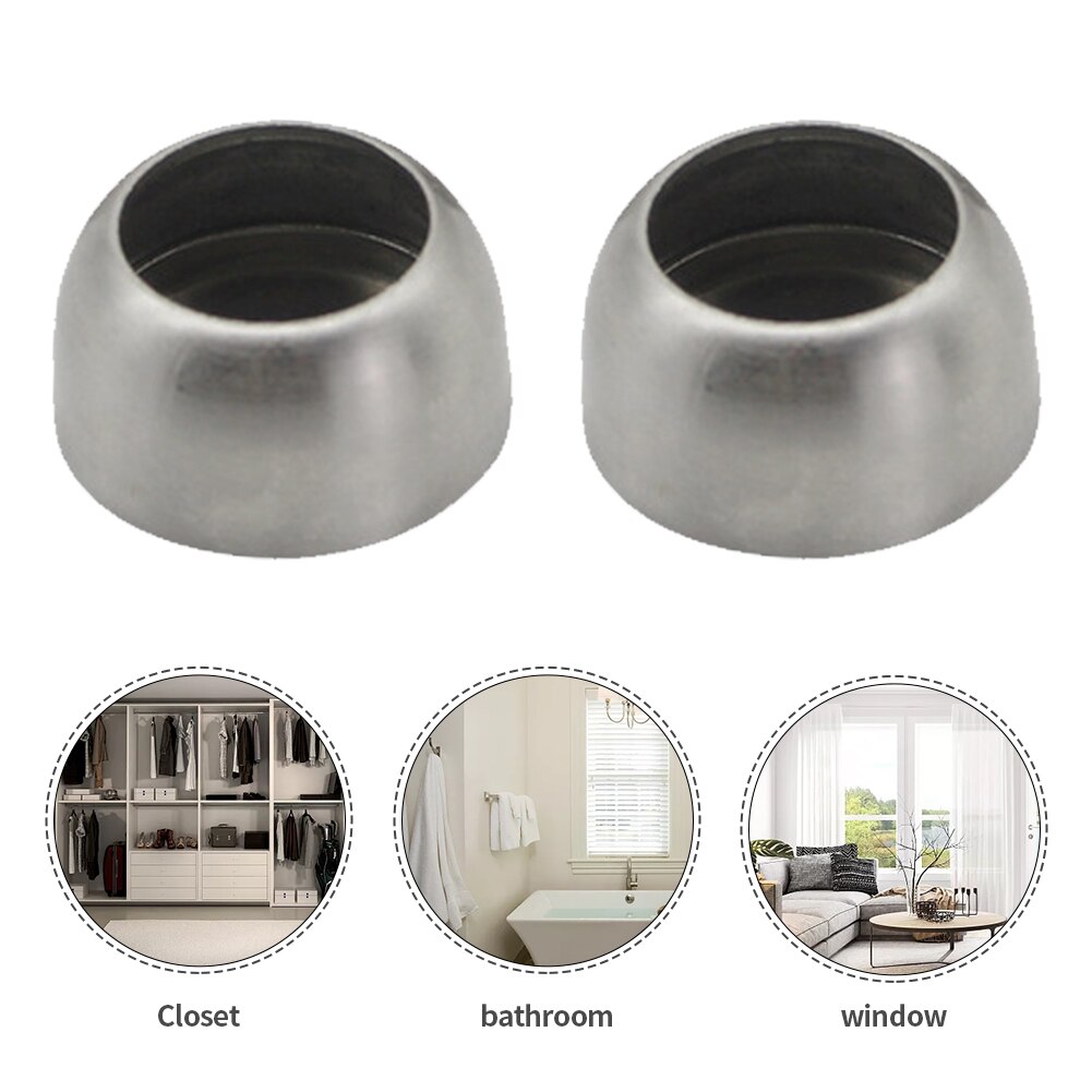 2pcs Easy Install Bedroom Wardrobe Pole Socket Home Round Bathroom Curtain Stainless Steel For Closet Durable Rod Flange Support