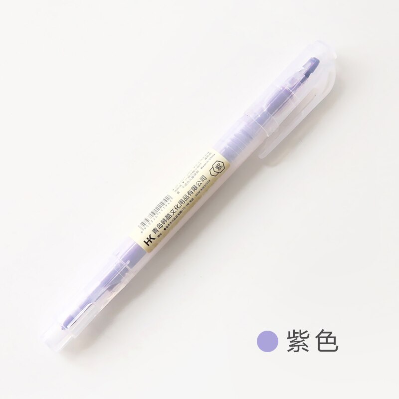 Dual Head Writing 2 in 1 Highlighter Pen Japanese Stationery Cute Office School Supplies: B Purple
