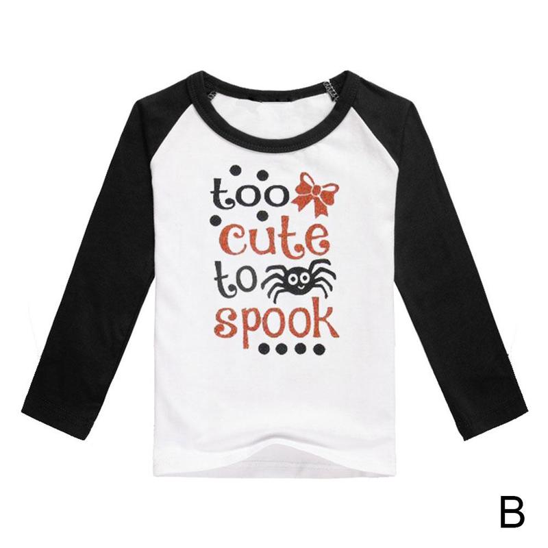 Halloween Kleding Bebes Gedrukt Korte Mouwen T-shirt Meisje Baby Jongens Party Voor Kinderen Verjaardag Baby Kostuums Sets J1X0: B / S