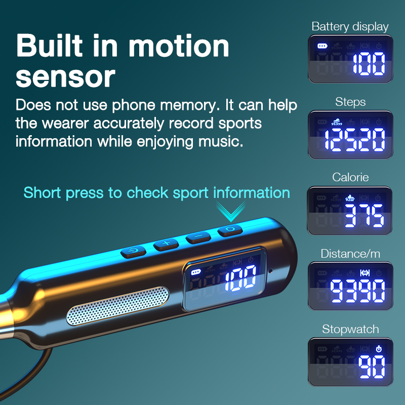 EARDECO 120 Hours Endurance Wireless Headphones With Microphone Bluetooth Headphone Bass Neckband Earphones Steps Stopwatch