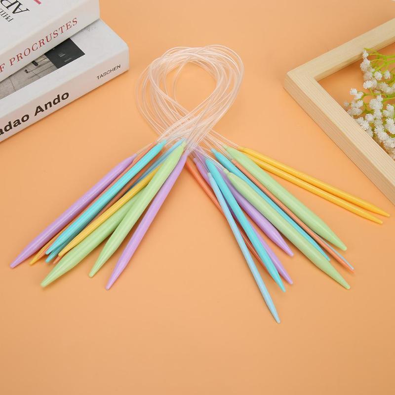 12 Pairs Plastic Circular Knitting Needles Ring Needle Set Sweater Scraf Knitting Weaving Tool Crochet Knitting Needles