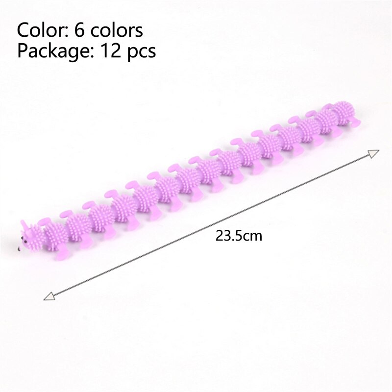 Tricky and funny toys tpr soft glue venting decompression toys unicorn caterpillar bracelet 1PCS Random Color