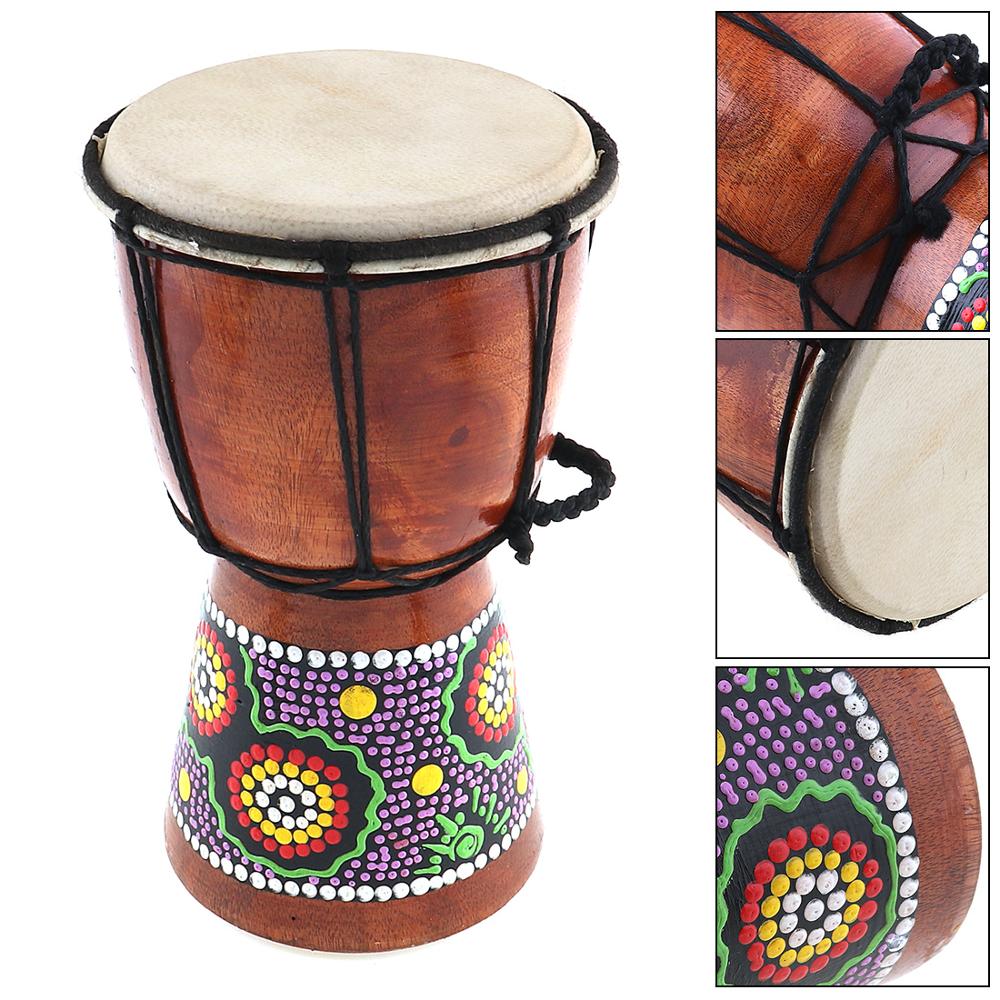 4 tommer  / 6 tommer  / 8.5 tommer afrikansk djembe tromme farverigt træ god lyd traditionelt musikinstrument: 4 tommer