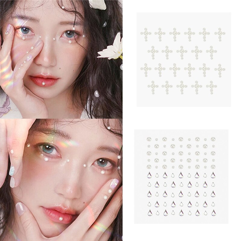 Tatuaje de diamante para mujer, delineador de ojos, sombra de ojos, pegatina facial, joya, maquillaje de ojos de cristal