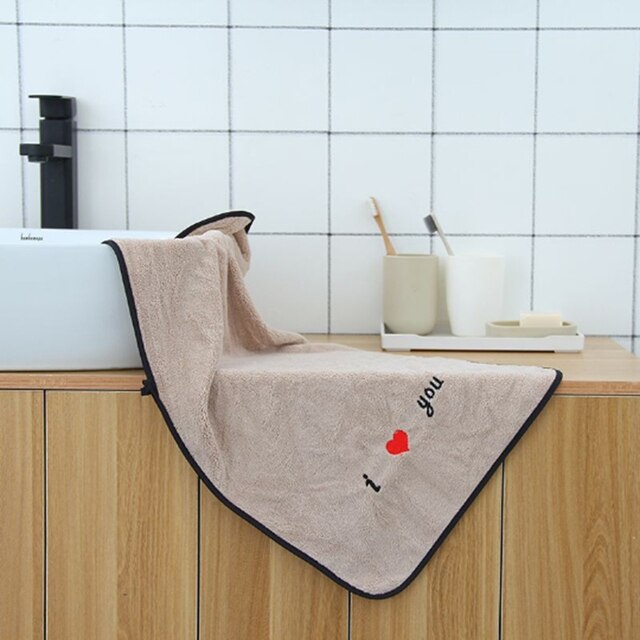 Embroidered Couple Towel Romantic Love For Girlfriend Boyfriend Towel Anniversary For Wife Husband Valentines Day: Khaki