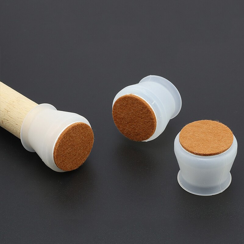 4Pcs Silicon Furniture Leg Protection Cover With Felt Pads Anti-slip Table Feet Caps Chair Leg Floor Protective Mats Home Decor: A