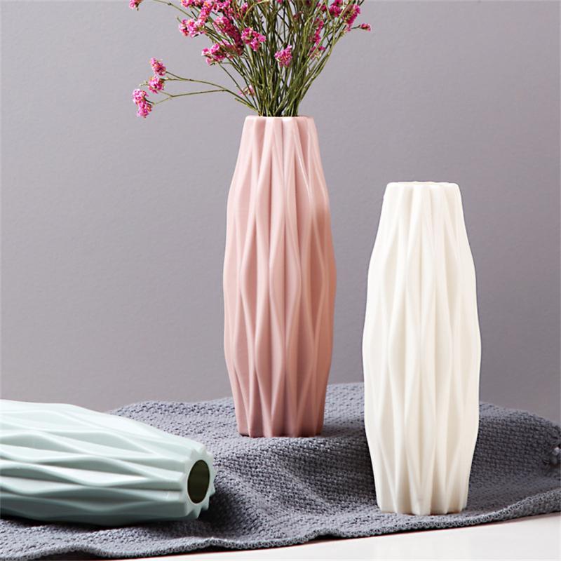 Blomstervase hvid imiteret keramisk urtepotte dekoration hjemme plast vase