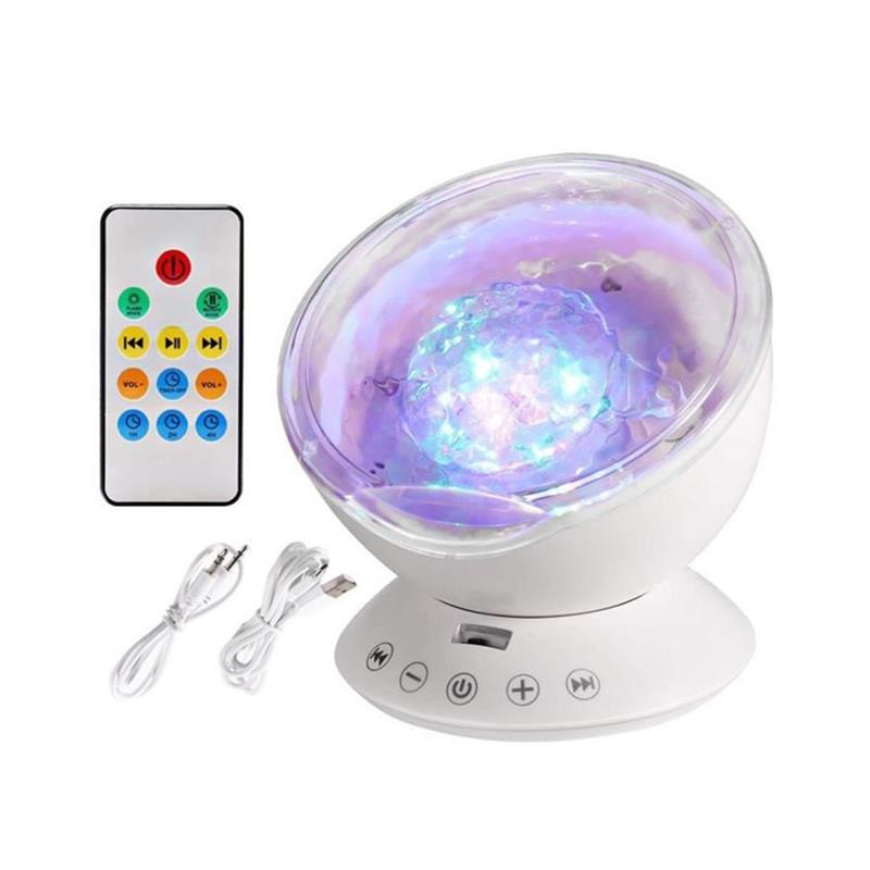 7 kleuren LED Nachtlampje Sterrenhemel Afstandsbediening Ocean Wave Projector met Mini Muziek baby lamp night lamp voor kids