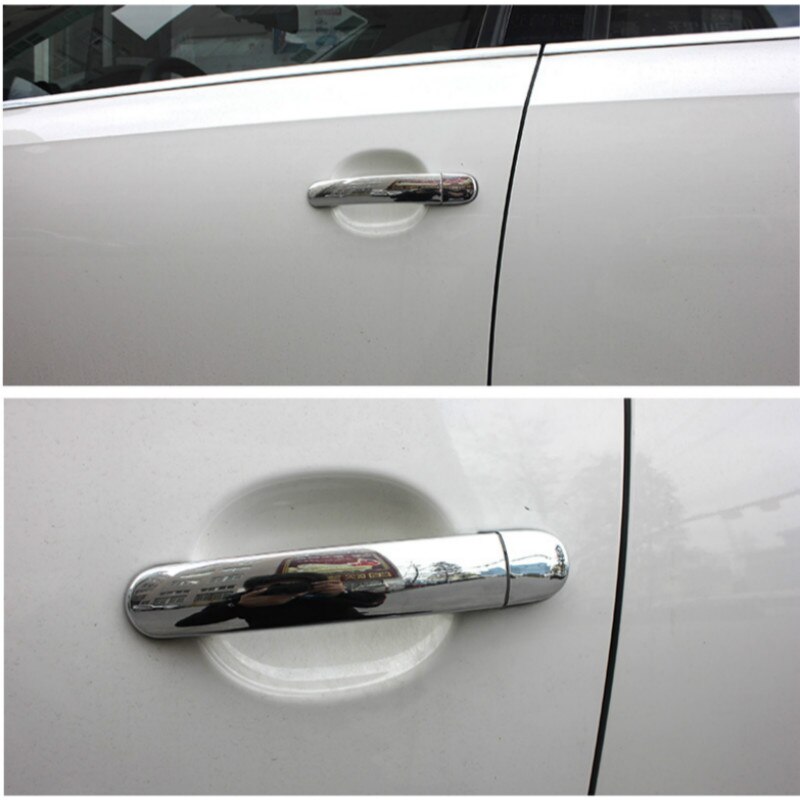 Cubiertas de manija de puerta de coche, accesorios de pegatinas de estilo para Seat Leon MK2 1P FR + Cupra 2006 ~ , de fibra de carbono cromado