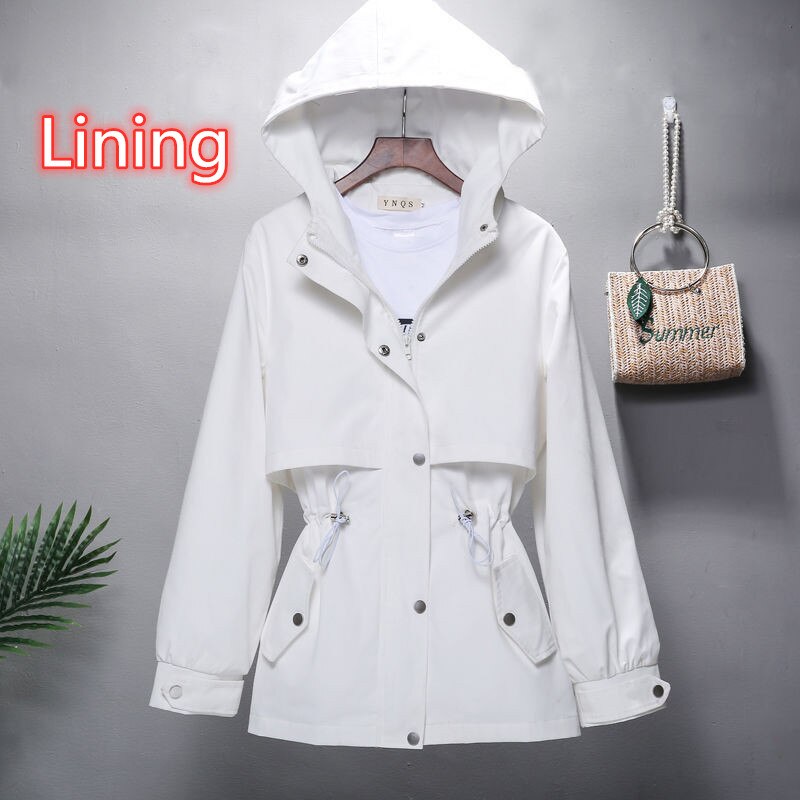 Høst damejakke hvit kåpe langermet kausal vindjakke famale basic jakker med glidelås yttertøy topper  h104