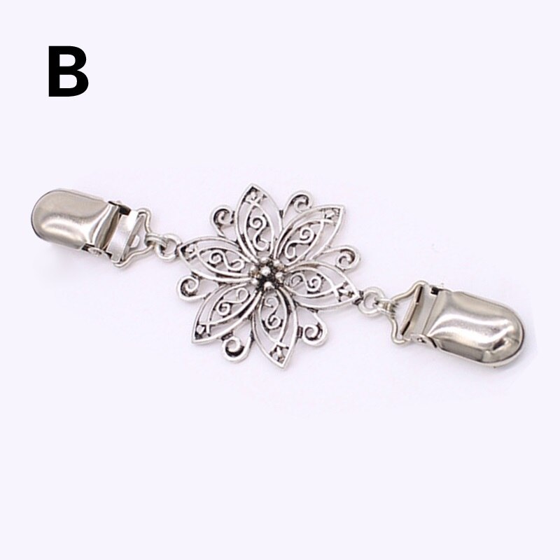 1PC Cardigan Shirt Clips Clasps Women Vest Sweater Shawl Duck Clips Flower Shaped Buckle Pins DIY Clothing Brooch Clasp: B