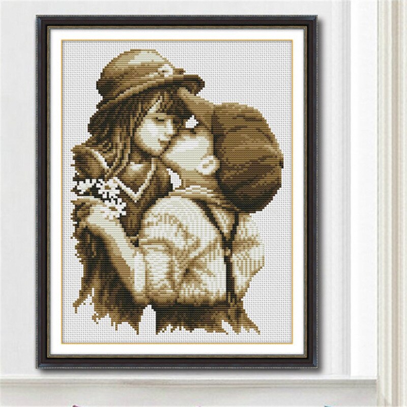 Beautiful Needlework bead Cross stitch Sets For Embroidery kits first romantic kiss Valentines Anniversary Day