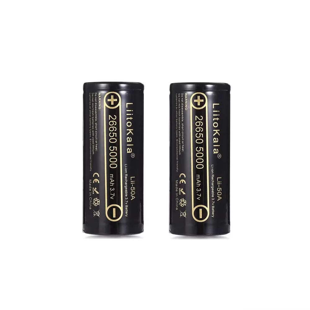 LiitoKala 3.7V 26650 5000mah Li-ion Rechargeable Battery For Strong Flashlight, Power batteries 20A Discharge Capacity: GRAY