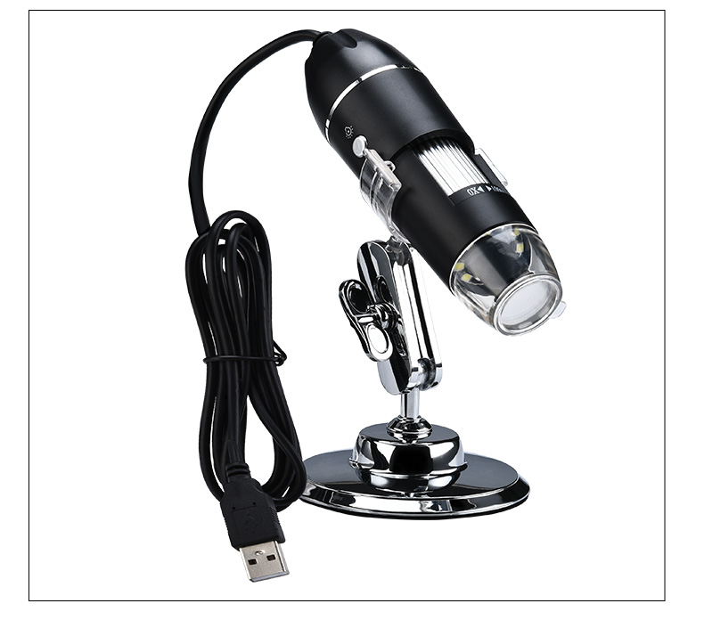 Microscopio Digital USB 1000X HD, microscopio Digital portátil de mano, interfaz USB, microscopios electrónicos con 8 LED con soporte: Naranja
