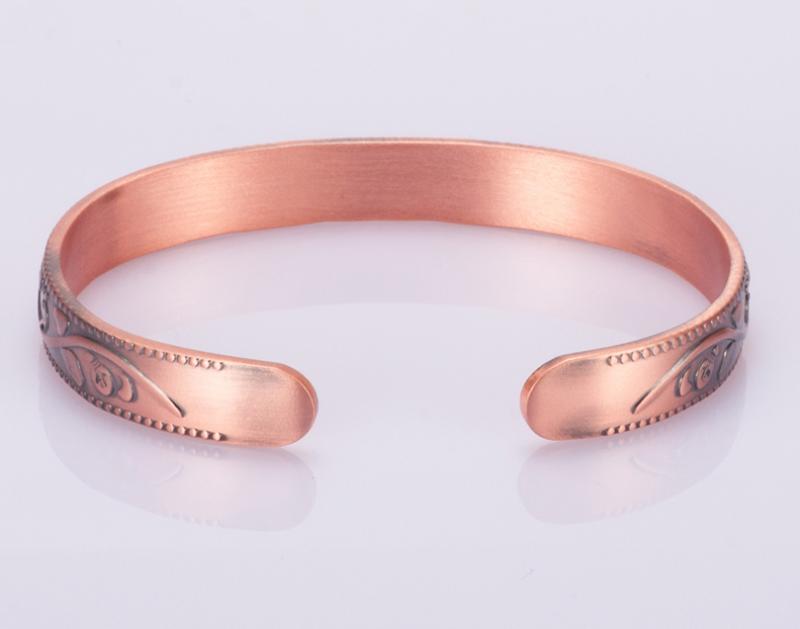 Bracelet Vintage en cuivre rouge, fleur de prunier magnétique 6, Bracelet réglable en cuivre pur