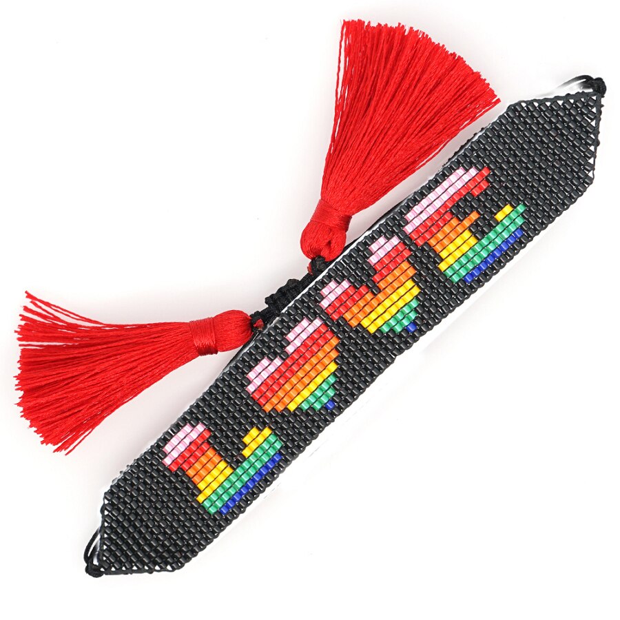 Zhongvi damesarmband boze oog hart armbanden liefdesbrief miyuki kralen pulseras mujer handgemaakte vlecht touw kwast sieraden: 1
