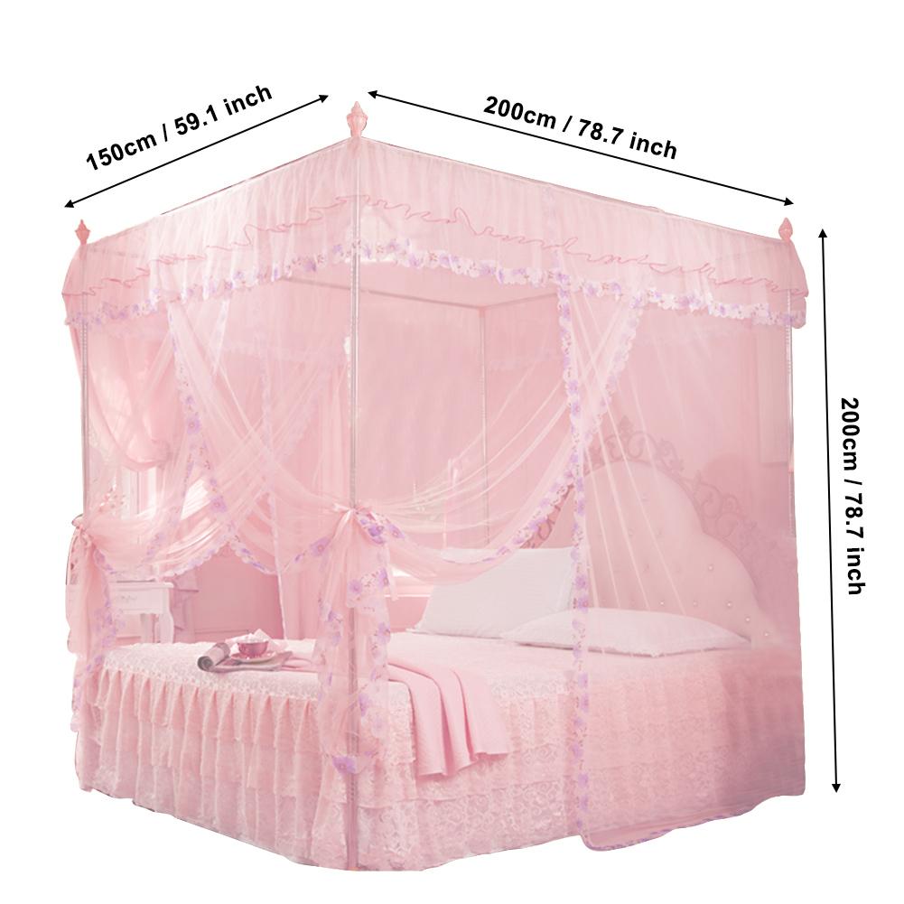 Luxe Prinses Hemelbed Gordijnen 3 Side Openingen Post Bed Gordijn Canopy Netting Klamboe Beddengoed Geen Beugel Thuis Leveranties