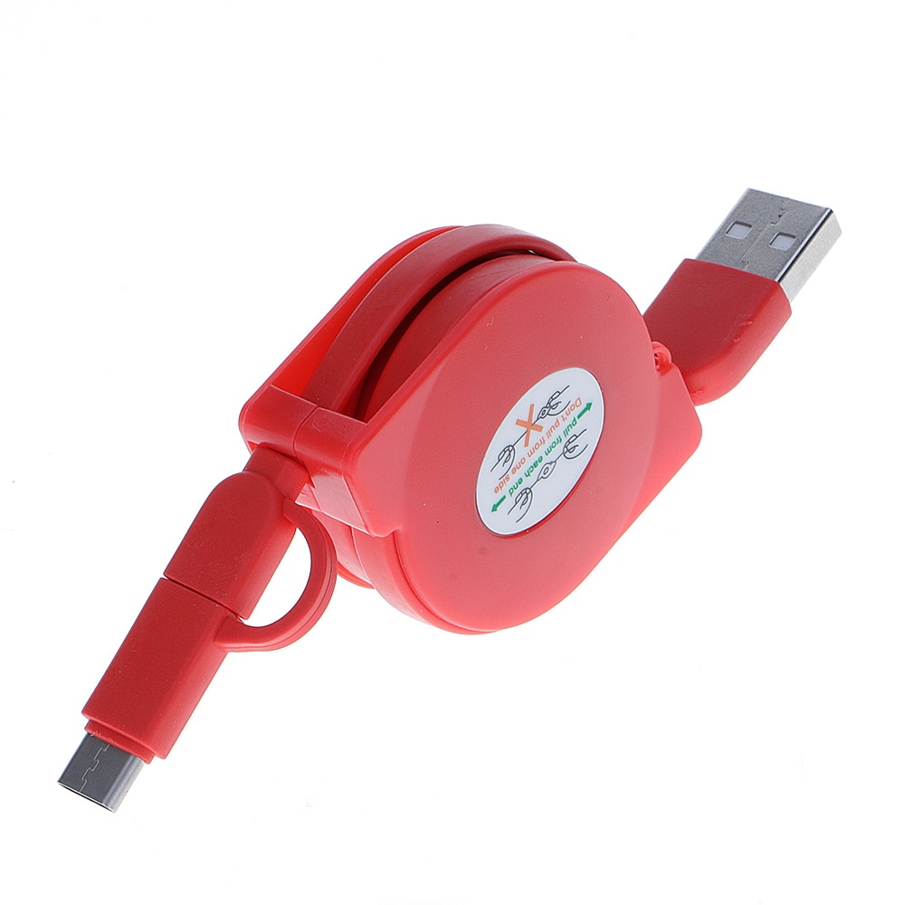 100cm rull linjal 2 in 1 usb datasynkroniseringskabel for lader android+type c micro universal uttrekkbar usb-kabel