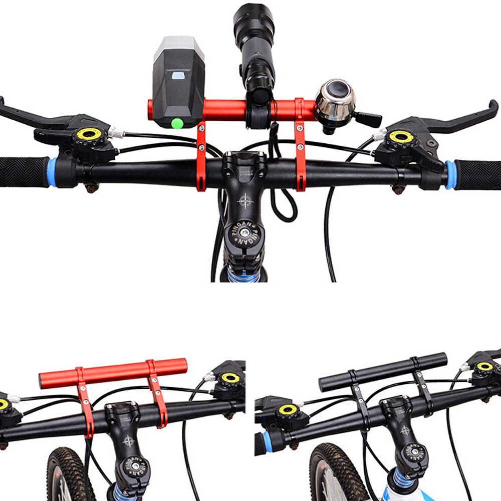 Greensen Support de support d'extension de support de vélo double pour  compteur de vitesse de lampe de poche lumière de vélo, support d'extension  de vélo, support étendu de guidon 