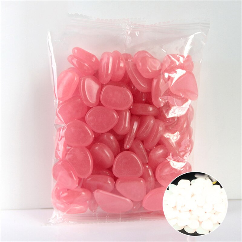 Piedras luminosas decorativas que brillan en la oscuridad, guijarros para pasillos, camino de jardín, decoración de pecera, 100 Uds.: 3