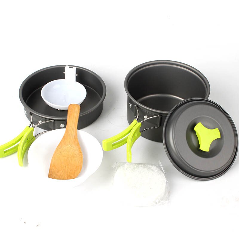 1 impostato di Campeggio Esterna Combinazione Pentola picnic Pentolame e Utensili per cucinare Portatile di Alta Qualità anti-Graffio di Cottura di Campeggio di picnic ciotola padella pentola kit