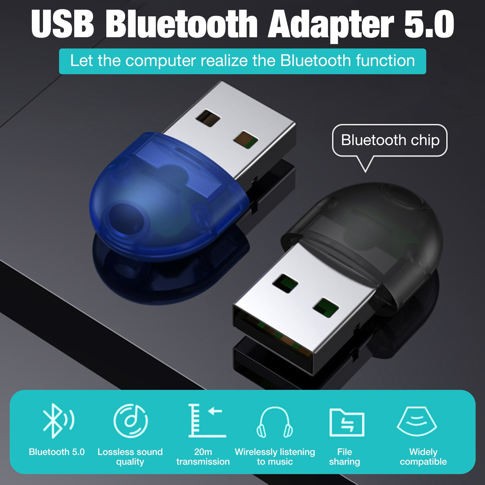 Wireless USB Bluetooth 5.0 Adapter for PC Computer Speaker Mouse Bluetooth Dongle Music Audio Receiver Transmitter