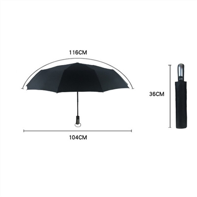 Paraguas de lluvia para hombre y mujer, sombrilla negra con recubrimiento 10K, resistente al viento, plegable, automático, para lluvia, gran lujo, resistente al viento