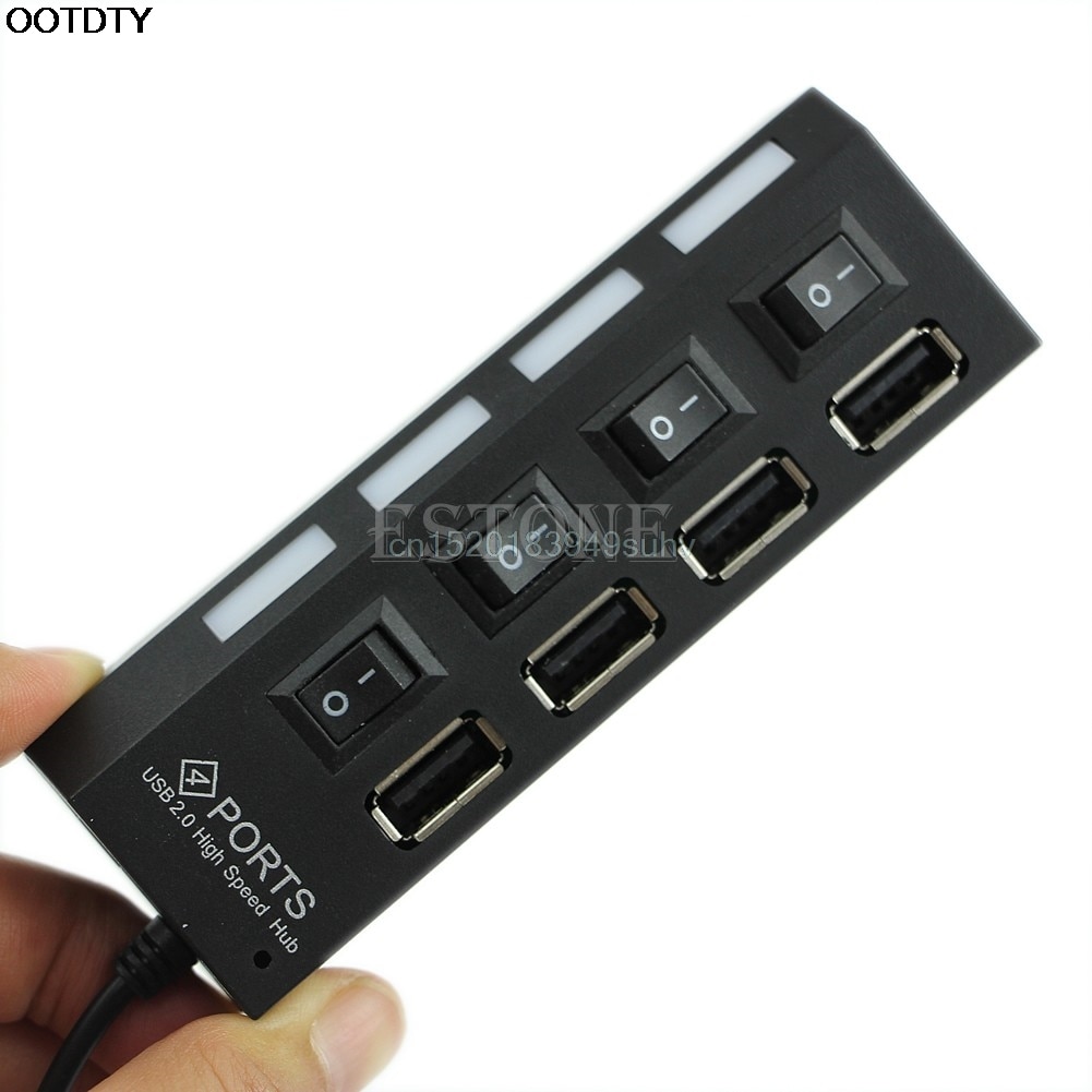 4 Port USB 2.0 High Speed External Multi Expansion Hub with ON OFF Switch
