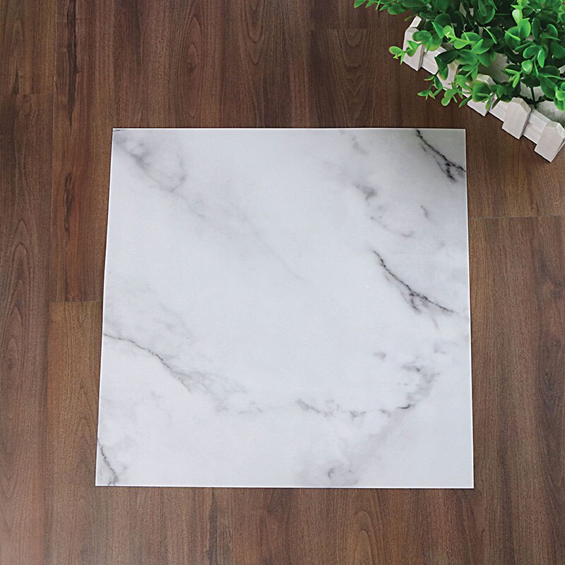 2Pcs Marble Grain Tile Stickers Waterproof Self-Adhesive PVC Wall Floor Stickers Wallpapers for Home Decor 30x30cm QJS S