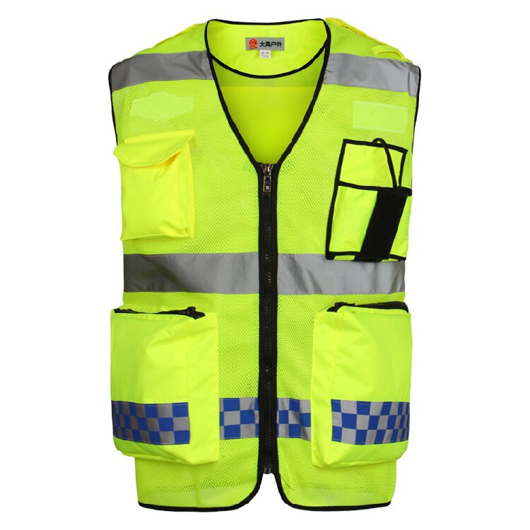 Chalecos de policía señal reflectante de seguridad ropa de trabajo construcción rejilla Chaleco de alta visibilidad chaqueta ropa de seguridad