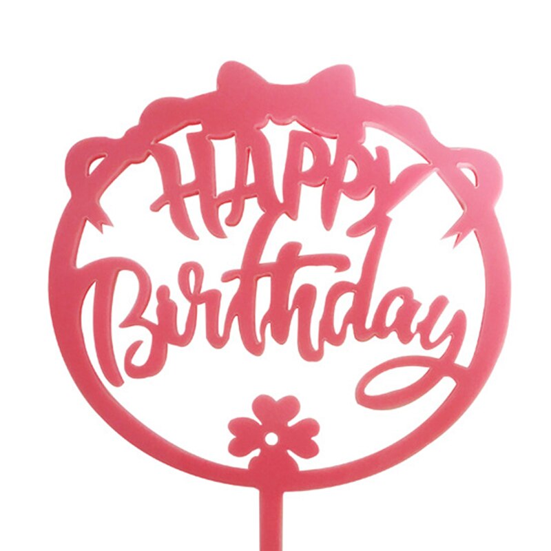 Gold Pink Black Acrylic Hand writing Happy Birthday Cake Topper Dessert Decoration for Birthday Party Lovely
