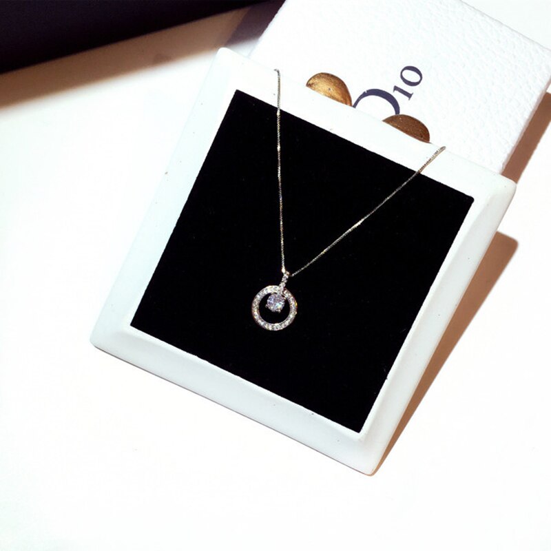 Nouvelle tempérament cercle CZ collier or argent couleur brillance Zircon délicate clavicule tour de cou Bijoux de fiançailles de mariage