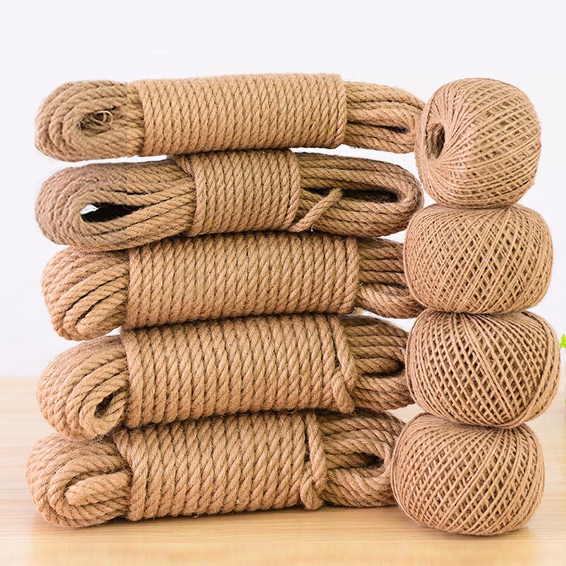 Cuerda de Yute Natural para decoración del hogar, hilo de yute para manualidades, costura hecha a mano, para , Navidad, 1mm-10mm