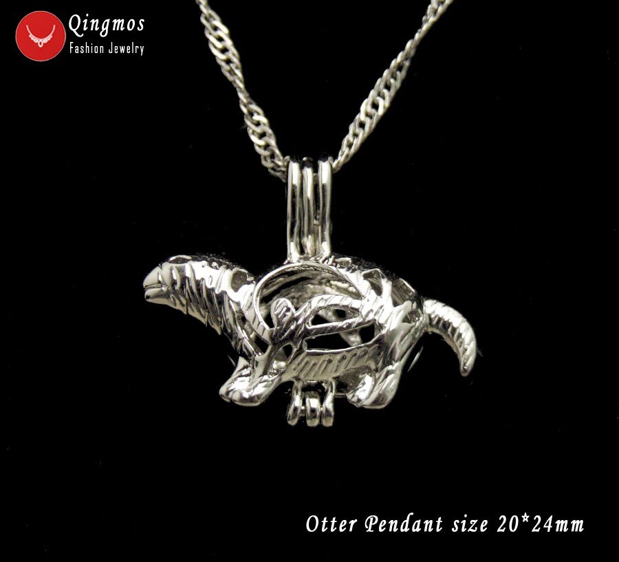 Qingmos życzenie Pearl 20*24mm wydra klatka Chokers naszyjnik dla kobiet i modny Oyster miłość perła wisiorek i naszyjnik Chain-who3658