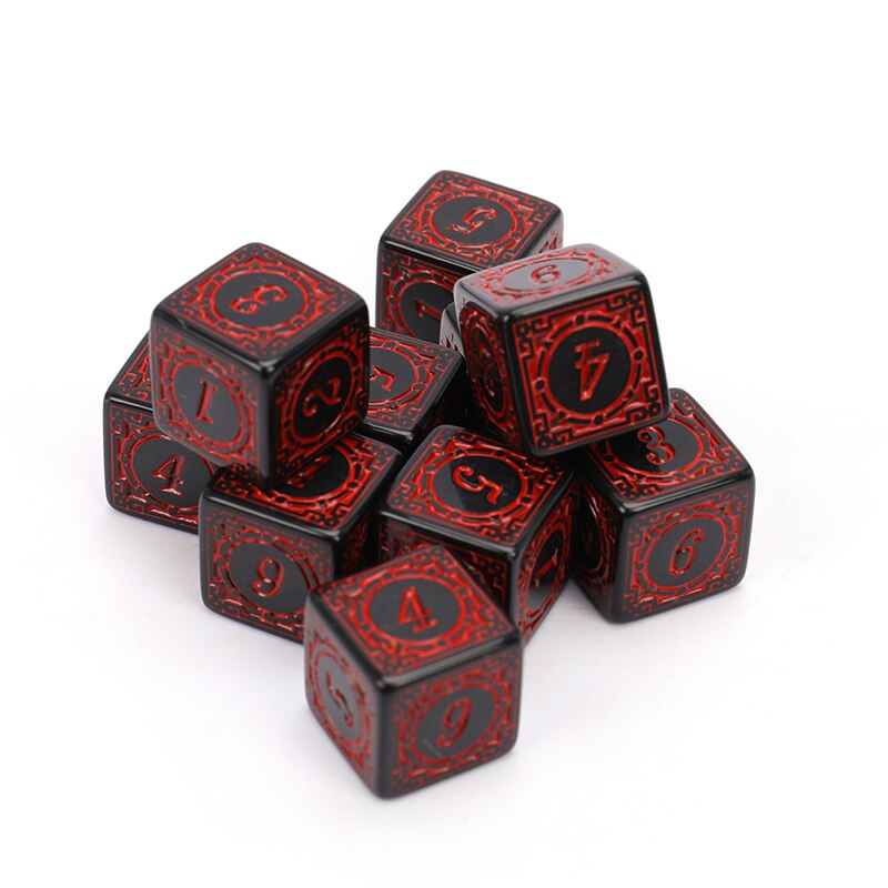 10pcs Acrylic D6 Carved Pattern Dice 6-sides Accessories Polyhedron Colorful DND Dice Digital Game Dice: RD