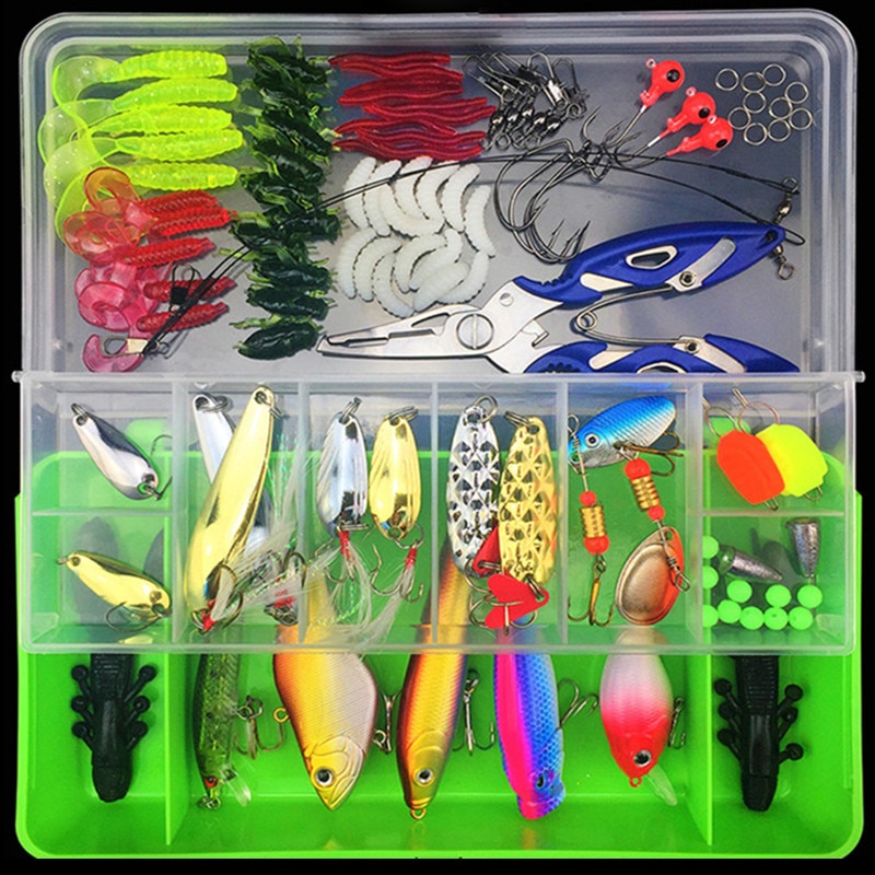 Multi fiskeri lokkesæt spinner crankbait minnow popper vib blød hård ske crank lokkemad fiskekroge tilbehør til redskabsboks