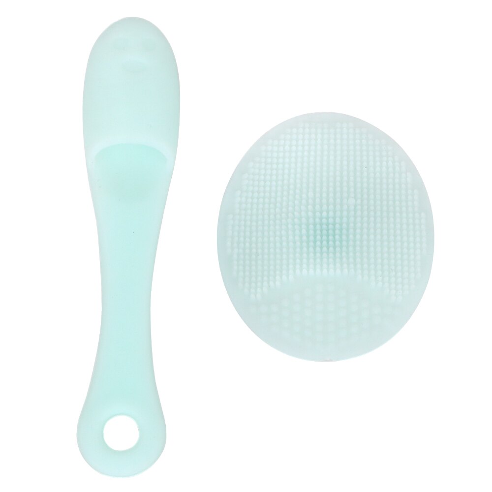 Face Cleaning Pad Cleanser Tool Facial Exfoliating Brush Skin SPA Scrub Soft Silicone 2 piece/set: light blue