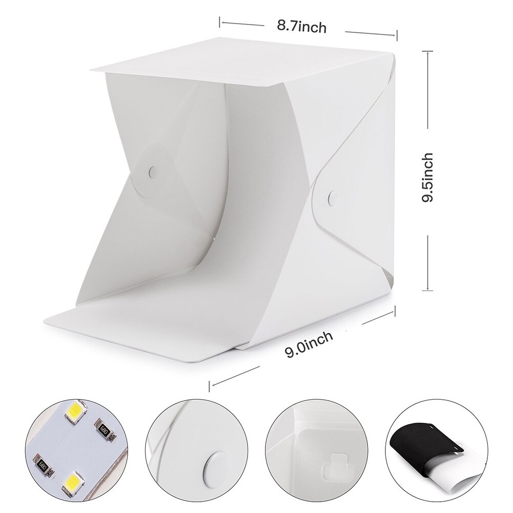 Portable Mini Foto Studio Box Fotografie Achtergrond Led Licht Kamer Tent Tafelblad Schieten