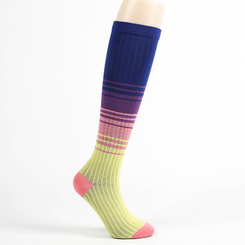 Chaussettes de Compression de sport en plein air pour hommes et femmes, couleur, bas d'allaitement élastique, chaussettes de pression d'équitation: multicolor-2 / L