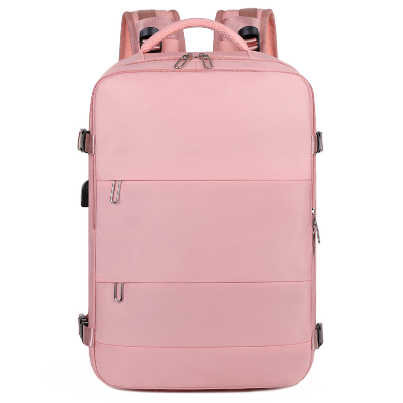 Travel bag, independent shoe compartment, large capacity luggage bag, solid color backpack, business commuting computer bag: Pink