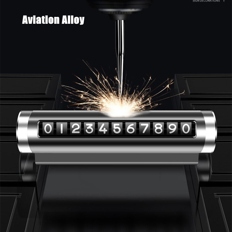 Metalen auto tijdelijke parkeerkaart universeel draai telefoonnummerplaat aluminium stickers parkstop in auto-styling auto-accessoires