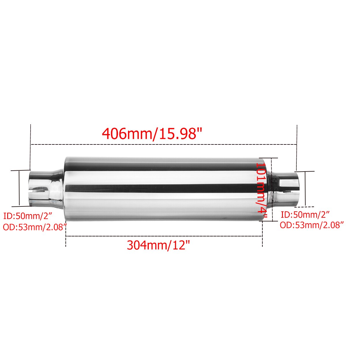 2 &quot;50Mm Auto Uitlaat Demper Resonator Rvs Uitlaat Tip Uitlaat Uitlaat Universele