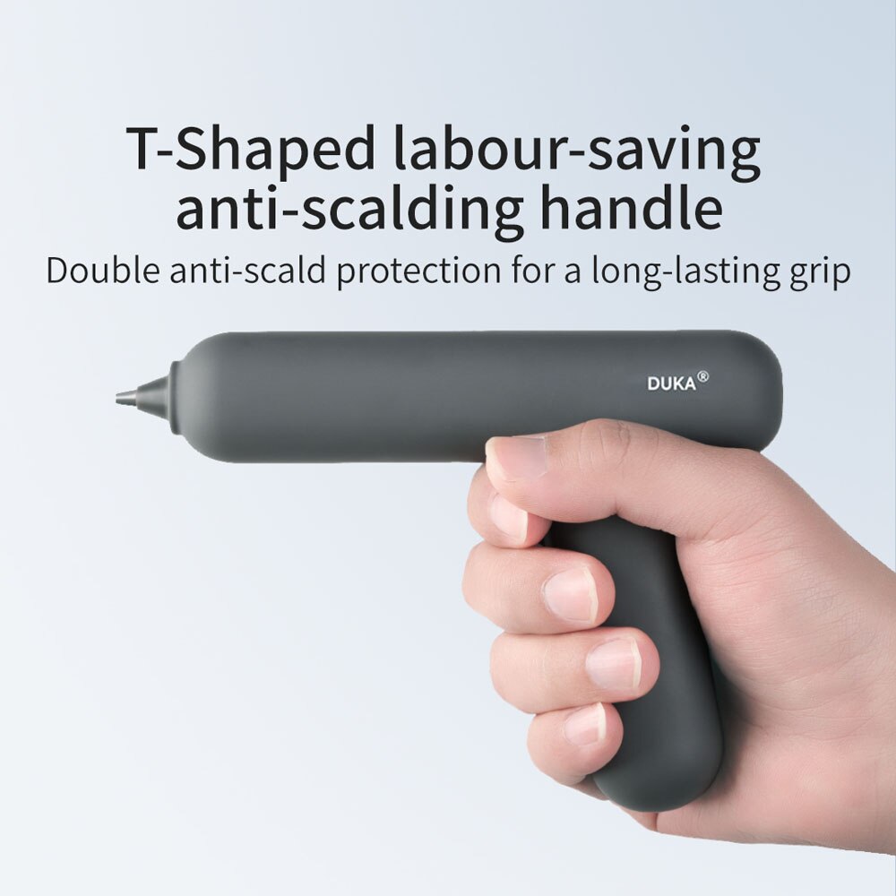 DUKA Portable Electric Melt Glue Machine Cordless Melt Applicator Rechargeable Glue Extrusion Tool with 8 Glue Sticks