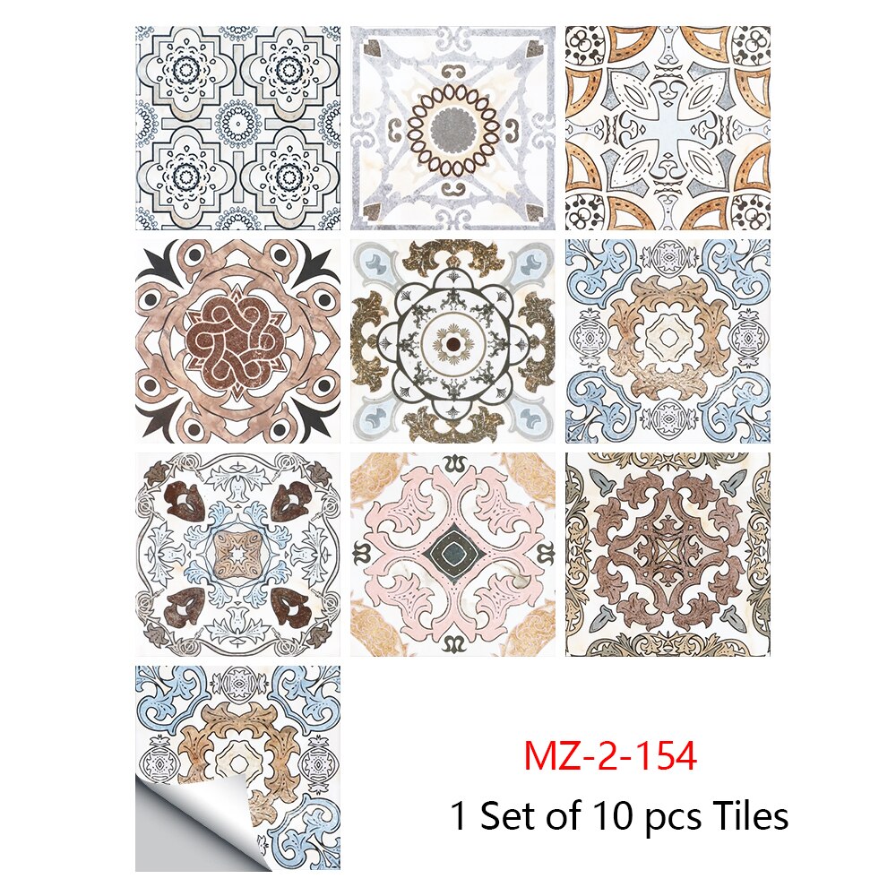 Dirty Old Style Mandala Distressed Floral Ornament Wall Sticker Kitchen Bathroom Ceramics Wall Decals Tiles Ground DIY Art Mural: 10cmX10cmX10pcs