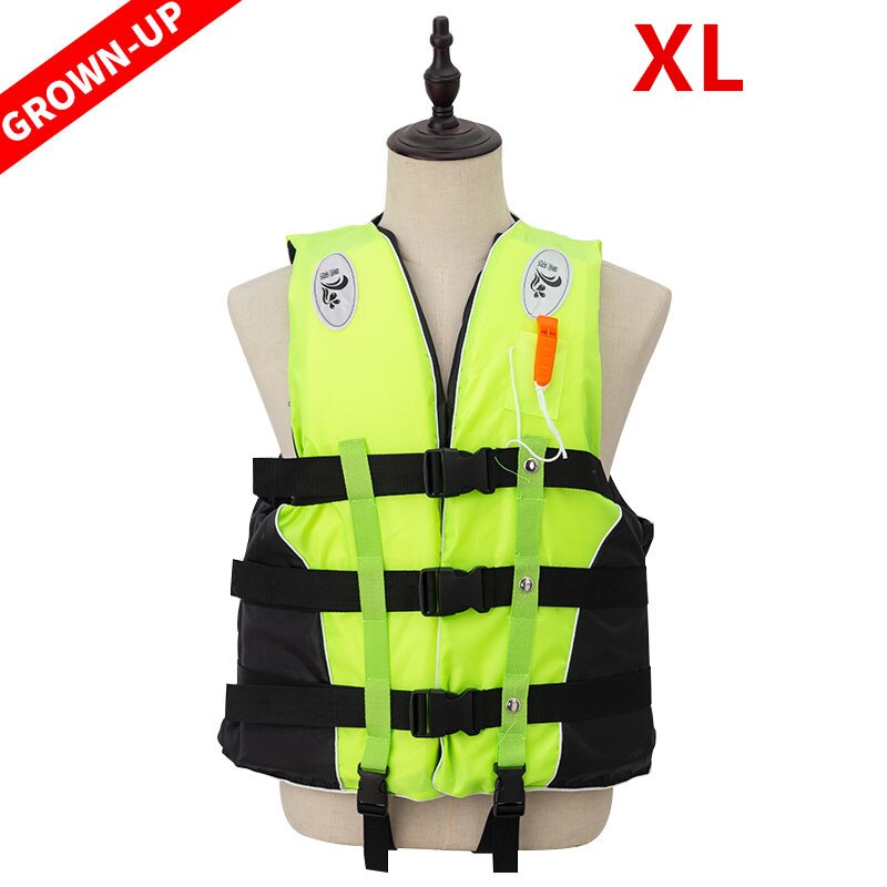 Adult Life Vest Jacket Polyester Swimming Boating Ski Surfing Survival Drifting Life Vest with Whistle Water Sports Man Jacket: Green XL