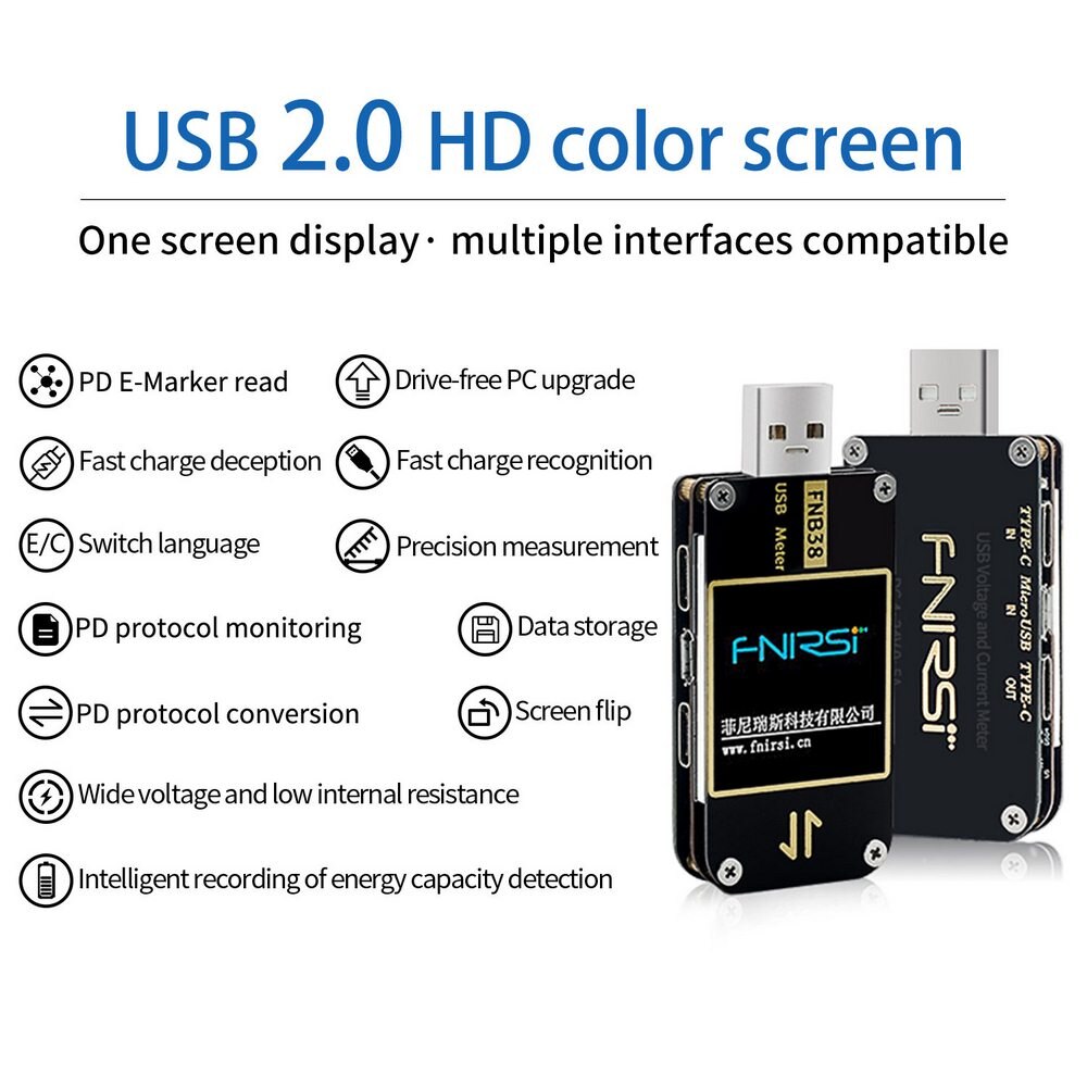 FNB38 Usb Tester Usb 2.0 Hd Lcd Stroom Spanning Te... – Grandado