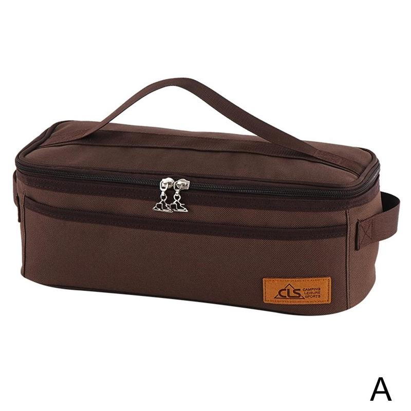1Pcs Outdoor Camping Hiking Picnic Bag Camping Portable Storage Food Set Outdoor Wild Tableware Picnic Cookware Pot Bag F4Z6: brown