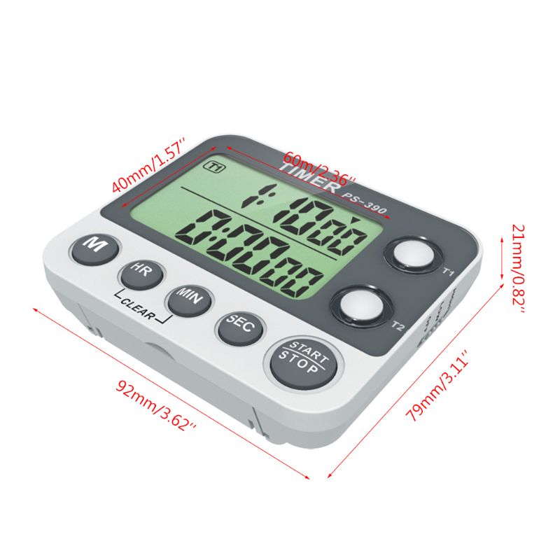 2 Group Timer Stopwatch Countdown Alarm Clock Reminder for Household Kitchen Cooking 0.01s