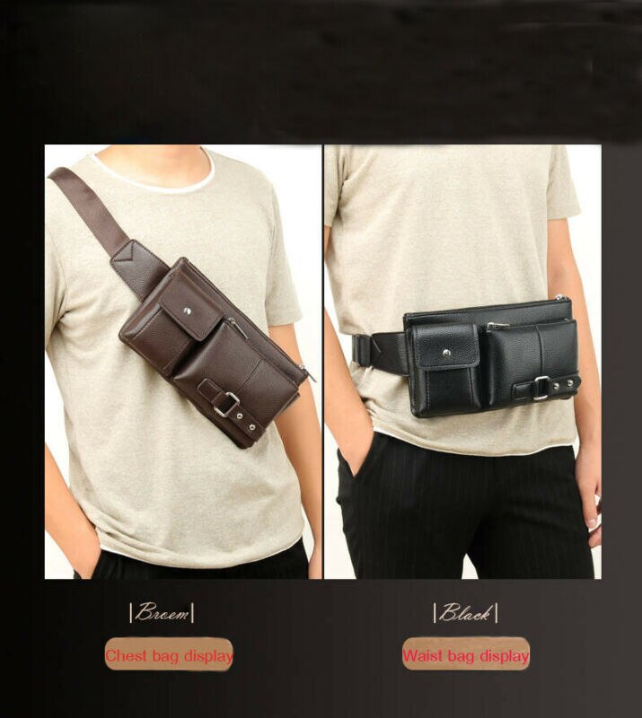 Mannen Pu Lederen Tas Enkele Schoudertas Lederen Business Man Crossbody Tote Bag Aktetassen Heuptas