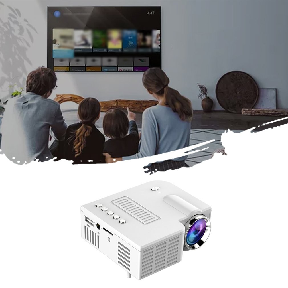 Mini Portable Video Projector LED WiFi Projector UC28C 1080P Video Home Cinema Movie Game Cinema Office Video Projector White